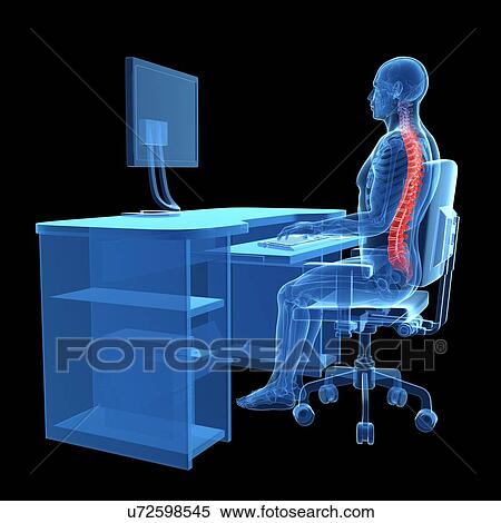 Stock Photography - Person sitting with correct posture. Fotosearch