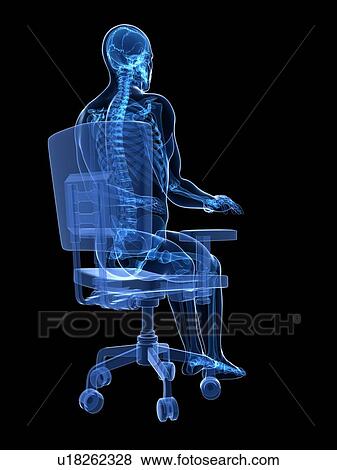 Stock Photo - Person sitting with incorrect posture. Fotosearch