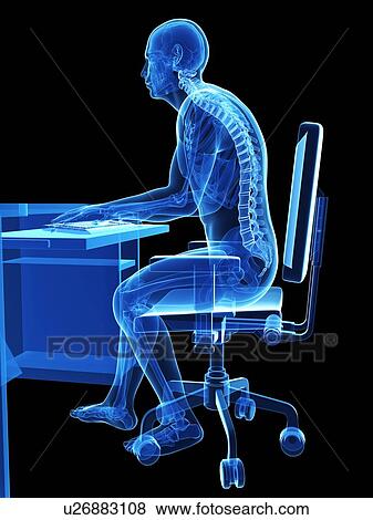 Stock Photo - Person sitting with incorrect posture. Fotosearch