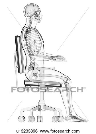 Stock Photograph - Person sitting with incorrect posture. Fotosearch