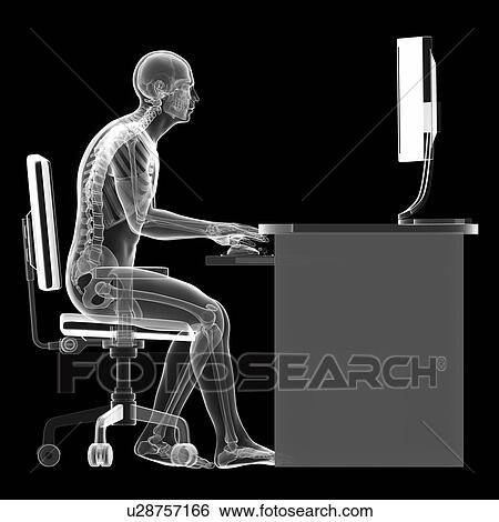 Stock Photograph - Person sitting with incorrect posture. Fotosearch