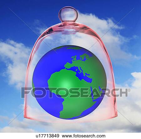 Plane earth in bell jar, illustration View Large Photo Image Stock Photo - Plane earth in bell jar, illustration. Fotosearch