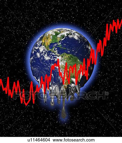 Picture - Planet earth with graph lines, illustration. Fotosearch