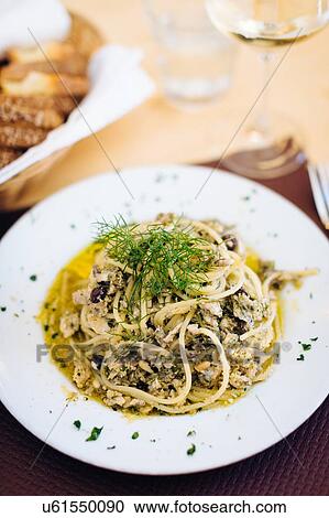 Plate of Sicilian sardines pasta View Large Photo Image Stock Image - Plate of Sicilian sardines pasta. Fotosearch