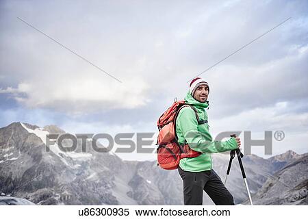 Portrait of hiker in cold conditions, Mont Cervin, Matterhorn, Valais, Switzerland View Large Photo Image Stock Photography - Portrait of hiker in cold conditions, Mont Cervin, Matterhorn, Valais, Switzerland. Fotosearch