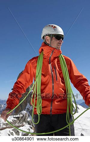Portrait of mountain climber, Chamonix, Rhone-Alps, France View Large Photo Image Stock Image - Portrait of mountain climber, Chamonix, Rhone-Alps, France. Fotosearch