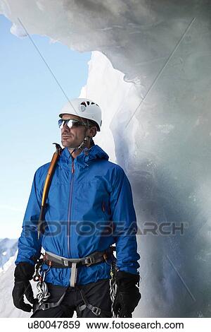 Stock Photo - Portrait of mountain climber, Chamonix, Rhone-Alps, France. Fotosearch