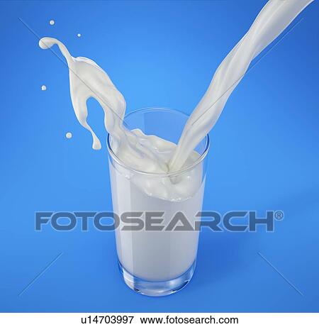 Pouring milk in glass with splash. Viewed from above. Isolated on blue background. View Large Photo Image Stock Photo - Pouring milk in glass with splash. Viewed from above. Isolated on blue background.. Fotosearch
