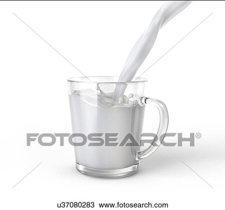 Pouring milk into a transparent glass mug with a small splash. Isolated on white background. View Large Photo Image Stock Image - Pouring milk into a transparent glass mug with a small splash. Isolated on white background.. Fotosearch