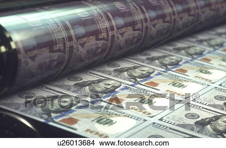 Picture - Printing banknotes, illustration. Fotosearch