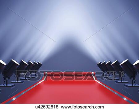 Stock Photo - Red carpet with spotlights, illustration.. Fotosearch