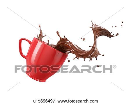 Red porcelain Mug cup with liquid chocolate wave splash. Isolated on white background. View Large Photo Image Stock Photo - Red porcelain Mug cup with liquid chocolate wave splash. Isolated on white background.. Fotosearch
