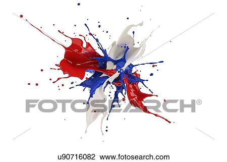 Red, white and blue paint splash explosion, splashing against one another. Isolated on white background. View Large Photo Image Stock Image - Red, white and blue paint splash explosion, splashing against one another. Isolated on white background.. Fotosearch