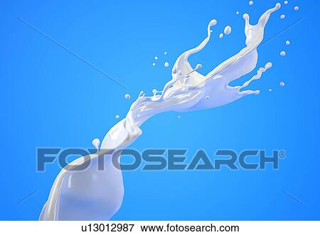 Shot of Milk splash wave in the air isolated on blue background. View Large Photo Image Stock Photo - Shot of Milk splash wave in the air isolated on blue background.. Fotosearch