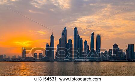 Skyline, Dubai Marina, UAE View Large Photo Image Stock Image - Skyline, Dubai Marina, UAE. Fotosearch