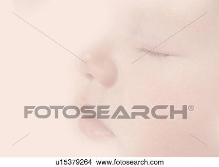 Picture - Sleeping baby boy, aged 7 weeks.. Fotosearch