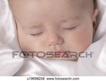 Stock Photo - Sleeping baby boy, aged 7 weeks.. Fotosearch