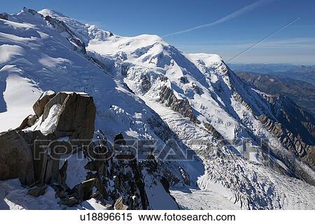 Stock Photography - Snow-covered mountain range, Chamonix, Rhone-Alps, France. Fotosearch