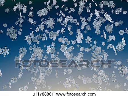 Stock Image - Snowflakes falling, illustration. Fotosearch