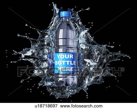 Splash of clear water with pet water bottle in the middle. Isolated on black background. The bottle can be clipped and replaced with your bottle. View Large Photo Image Stock Photo - Splash of clear water with pet water bottle in the middle. Isolated on black background. The bottle can be clipped and replaced with your bottle.. Fotosearch