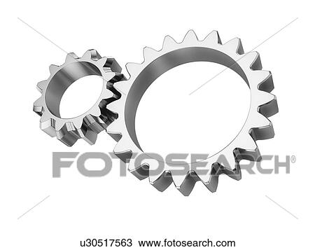 Stock Image - Steel gear wheels isolated on white background. 3d illustration.. Fotosearch