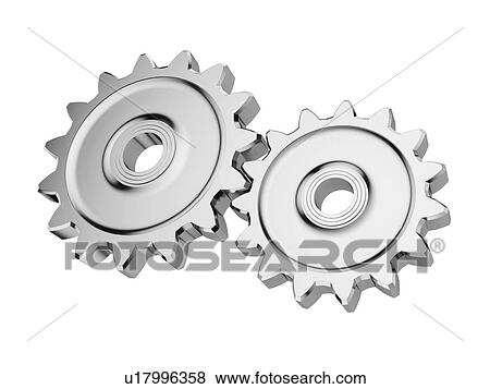 Stock Photo - Steel gear wheels isolated on white background. 3d illustration.. Fotosearch