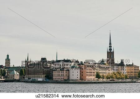 Picture - Stockholm skyline with church spires, Stockholm, Sweden. Fotosearch