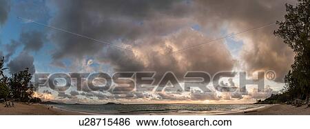 Stock Photograph - Sunrise at Kailua Beach, Oahu, Hawaii. Fotosearch