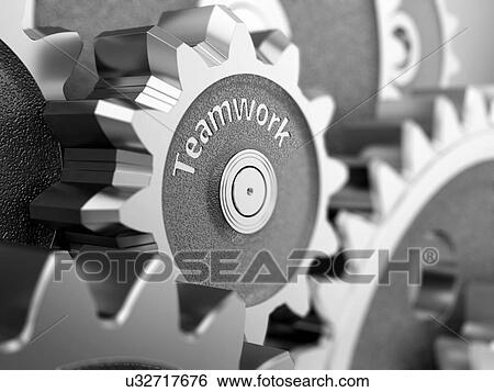 Teamwork concept, gear wheels close-up. 3d illustration. View Large Photo Image Stock Photograph - Teamwork concept, gear wheels close-up. 3d illustration.. Fotosearch
