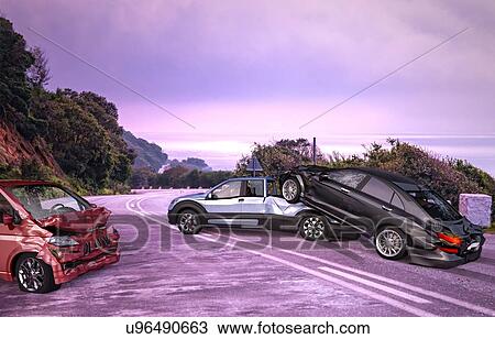 Three cars accident. A van, a pick up and a luxury sedan crashed on the road on location with environment. View Large Photo Image Stock Image - Three cars accident. A van, a pick up and a luxury sedan crashed on the road on location with environment.. Fotosearch