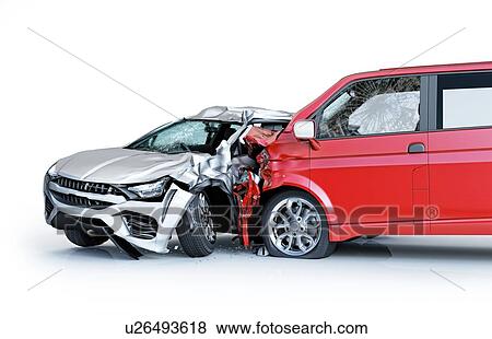 Two cars accident. Crashed cars. A red van against a silver sedan. Big damage. Isolated on white background. Viewed from a side. View Large Photo Image Stock Photo - Two cars accident. Crashed cars. A red van against a silver sedan. Big damage. Isolated on white background. Viewed from a side.. Fotosearch