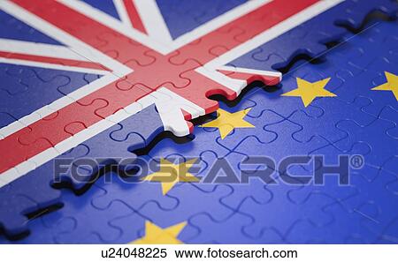 Stock Photography - UK and EU flag jigsaw puzzle,. Fotosearch