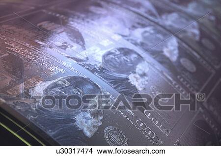 Picture - US 100 dollar banknotes, illustration. Fotosearch