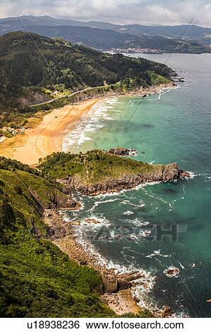 View from Ogooko Begiratokia (Talaia gailurra) onto Playa de Laga near Elantxobe, Bermeo, Basque Country, Spain View Large Photo Image Stock Photograph - View from Ogooko Begiratokia (Talaia gailurra) onto Playa de Laga near Elantxobe, Bermeo, Basque Country, Spain. Fotosearch