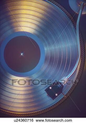 Stock Photograph - Vinyl record being played, illustration. Fotosearch