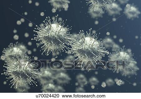 Stock Image - Virus particles, illustration. Fotosearch