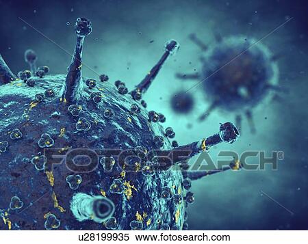 Stock Photography - Virus particles, illustration. Fotosearch