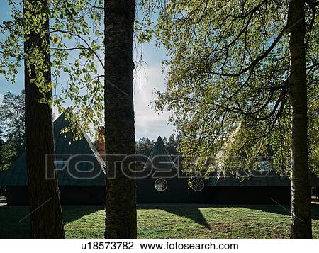 Stock Image - Visitor centre at Skogskyrkogrden, Stockholm, Sweden. Fotosearch