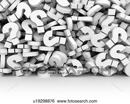 Stock Photograph - Wall of question marks, illustration. Fotosearch