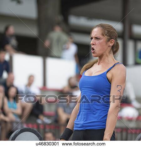 Stock Image - Weightlifting competition. Fotosearch
