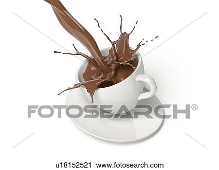 White cup on saucer, with liquid chocolate pour and splash in it. Viewed from above. Isolated on white background. View Large Photo Image Stock Image - White cup on saucer, with liquid chocolate pour and splash in it. Viewed from above. Isolated on white background.. Fotosearch