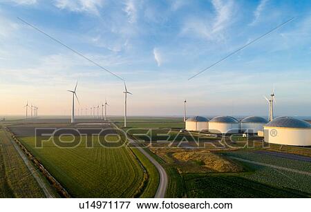 Stock Photo - Wind turbines, Eemshaven harbour, Groningen, Netherlands. Fotosearch