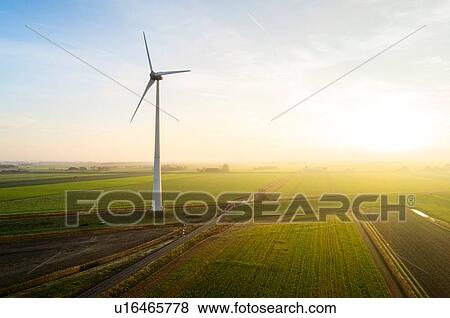Stock Photo - Wind turbines, Eemshaven harbour, Groningen, Netherlands. Fotosearch