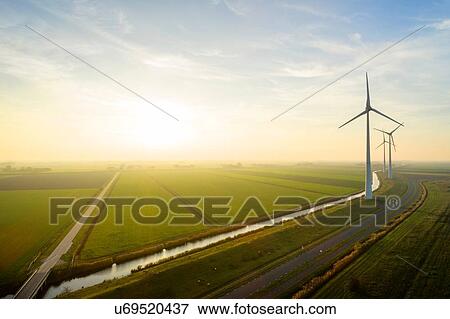 Stock Photo - Wind turbines, Eemshaven harbour, Groningen, Netherlands. Fotosearch