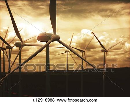 Stock Photo - Wind turbines, illustration. Fotosearch