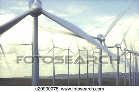 Stock Photo - Wind turbines, illustration. Fotosearch