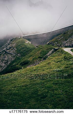 Stock Photography - Winding road in alps, Brand, Vorarlberg, Austria. Fotosearch