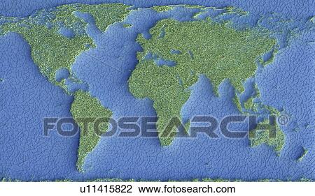 Stock Image - World map, illustration. Fotosearch