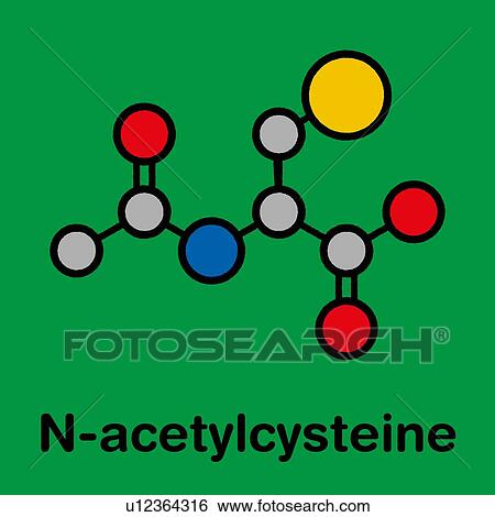 Stock Photograph - Acetylcysteine mucolytic drug, molecular model. Fotosearch