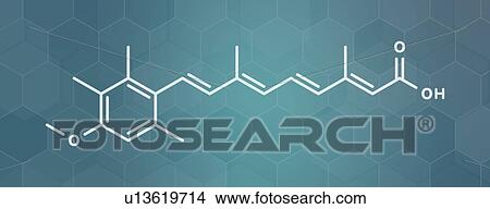 Picture - Acitretin psoriasis drug, molecular model. Fotosearch